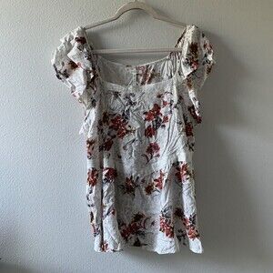 Maurices Womens Size 0X Multicolor Floral Print Rayon Blouse Top